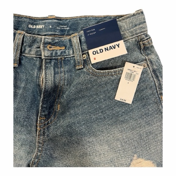 NWT Old Navy Denim Jeans Cut Off Shorts Stars Stripes USA Patriotic Girls Size 8 - Picture 3 of 3